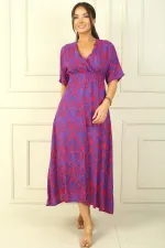 Patterned Double-Breasted Printed Viscose Dress