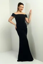 Robe sirène pailletée pour femme, jupe et buste froncés.