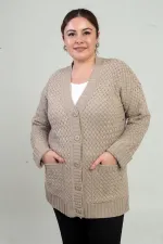 Gilet tunique à poches en maille panier pour femme