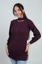 Low Neck Knitted Pattern Sports Tunic Sweater