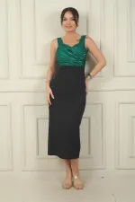 Kadın Kalın Askılı Astarlı Üstü Saten Krep Şanel Uzun Elbise