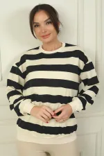Women's Horizontal Striped Relaxed Fit Sweatshirt