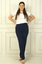 Pantalon grande taille en crêpe importé avec côtés élastiqués