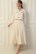 Ensemble 2 pièces : chemise à double poche et jupe Arya à taille élastique