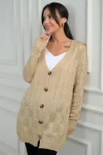 Gilet mercerisé décontracté à col en V et boutons pour femme