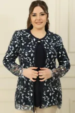 İçi Kollu Bluz Fırça Desen Nakış İşlemeli Ceket B.B 2'li Takım