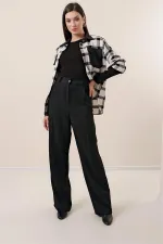 Yandan Cepli Yün Efektli Palazzo Pantolon