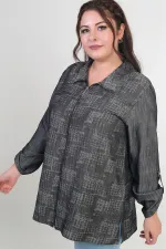 Kadın Kol Katlamalı Önü Fermuarlı Büyük Beden Ceket