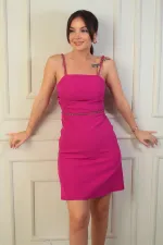 Robe courte drapée à bretelles pour femme