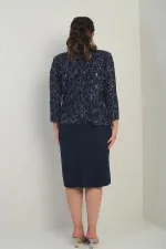 Robe sans manches pour femme, veste en tulle ornée de sequins et de perles, doublée, ensemble deux pièces grandes tailles