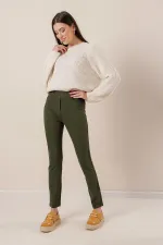 En Boy Likralı Önü Sahte Cepli Pantolon