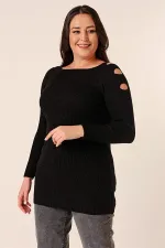 Pull tunique sport grande taille à épaules dénudées