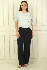 Pantalon en mousseline grande taille avec taille élastique et doublure