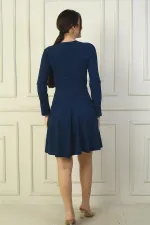 Women's U-Neck Short Crepe Dress