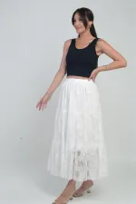 Jupe courte en tulle fleuri doublée à taille élastique pour femme