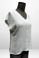 Kadın V Yaka Ayrobin Bluz