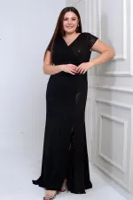 Robe longue en mousseline de soie grande taille, doublée, à double boutonnage et ornée de perles sur les côtés