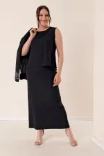 Costume BB trois pièces importé, doublé de crêpe et orné de perles