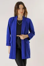 Şal Yaka Likralı Uzun Ceket