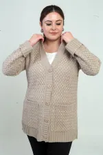 Gilet tunique à poches en maille panier pour femme