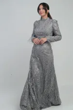 Robe longue en tulle pour femme avec manches à plumes, perles et sequins, et doublure