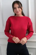 Chemisier en maille côtelée à boutons pour femme