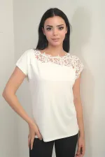 Lace Boat Neck Blouse