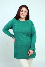 Blouse tunique grande taille pour femme, motif pied-de-poule, manches boutonnées