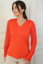 Pull sans manches en mousseline à col en V pour femme