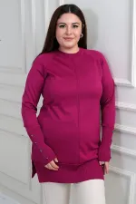 Blouse tunique grande taille pour femme en fil froid avec manches boutonnées