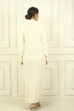 Robe en maille à col rond et manches longues zippée