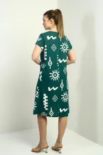 Oversize Dress with Ethnic Pattern and Collar