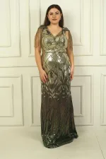 Robe de soirée longue à sequins BB avec manches à pompons perlés et doublure