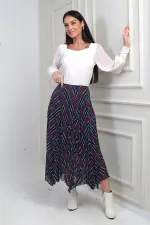 Jupe midi triangle en maille à carreaux doublée et taille élastique pour femme