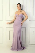 Robe de soirée longue sirène à bretelles, dos lacé, doublée et à armatures pour femme