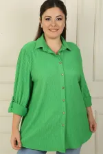 Kol Katlamalı Gofre Büyük Beden Gömlek