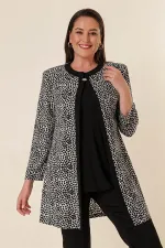 Ensemble deux pièces grande taille à imprimé léopard avec broche au col