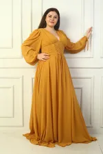 Front-lace, underwired, lined long chiffon dress