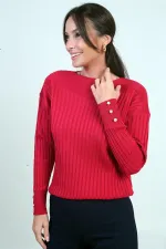 Chemisier en maille côtelée à boutons pour femme