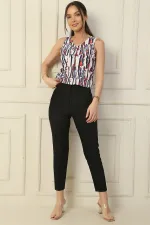 Yüksek Bel Sahte Yan Cepli Pantolon