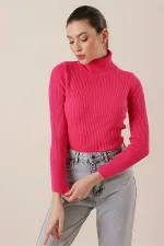 Turtleneck Lycra Acrylic Knit Sweater