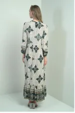 Robe longue hijab pour femme avec motif ethnique et décolleté