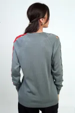 Women's Striped Sleeve Knit Blouse