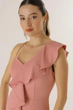 Tek Omuz Önü Yırtmaçlı Abiye Elbise