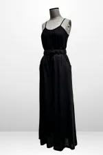 Ensemble 2 pièces : chemisier à bretelles pour femme avec taille élastique et poches, pantalon palazzo