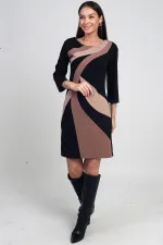 Robe courte doublée en crêpe à motifs géométriques pour femme