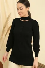 Boyun Dekolteli Saç Örgülü Desen  Spor Tunik Kazak