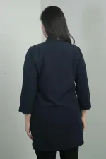 Shawl Collar Fake Pocket Lycra Max Long Jacket