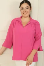 Polo Collar Quarter Sleeve BB Blouse