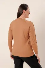 Kol Detaylı Büyük Beden Akrilik Kazak